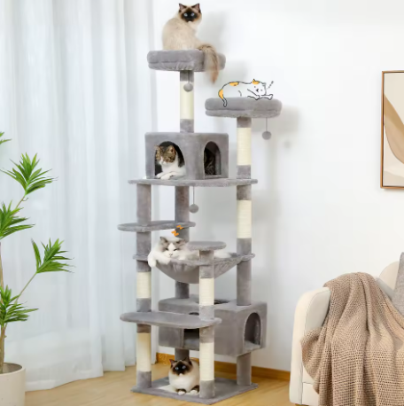 Grand Arbre à Chats d’Intérieur – Tour Multi-Niveaux avec Niches