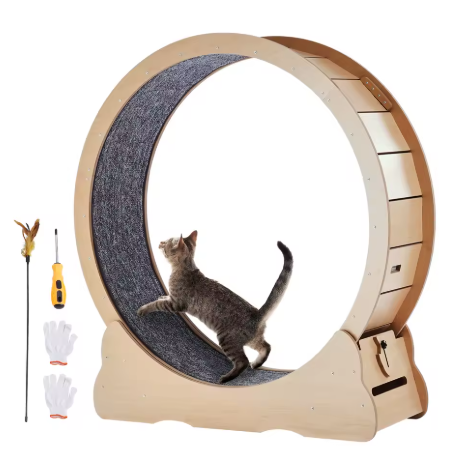 Grande Roue d’Exercice en Bois pour Chat – Tapis Roulant Silencieux d’Intérieur