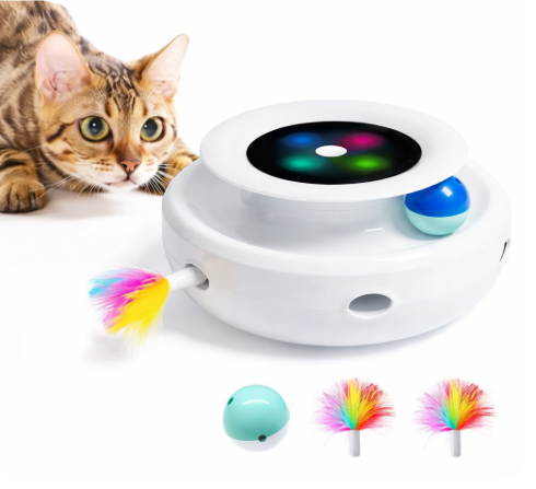 Jouet Intelligent 2-en-1 pour Chat – Plume & Balle Automatiques à 5 Modes